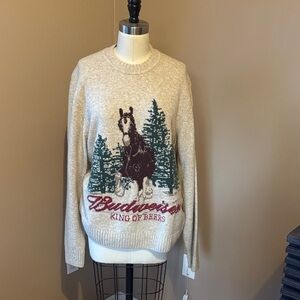 Abercrombie & Fitch Cream Sweater with Budweiser Graphic